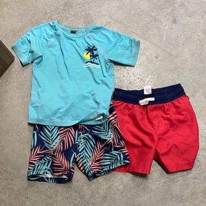 Tropical Kids' Swim Set with Red and Blue